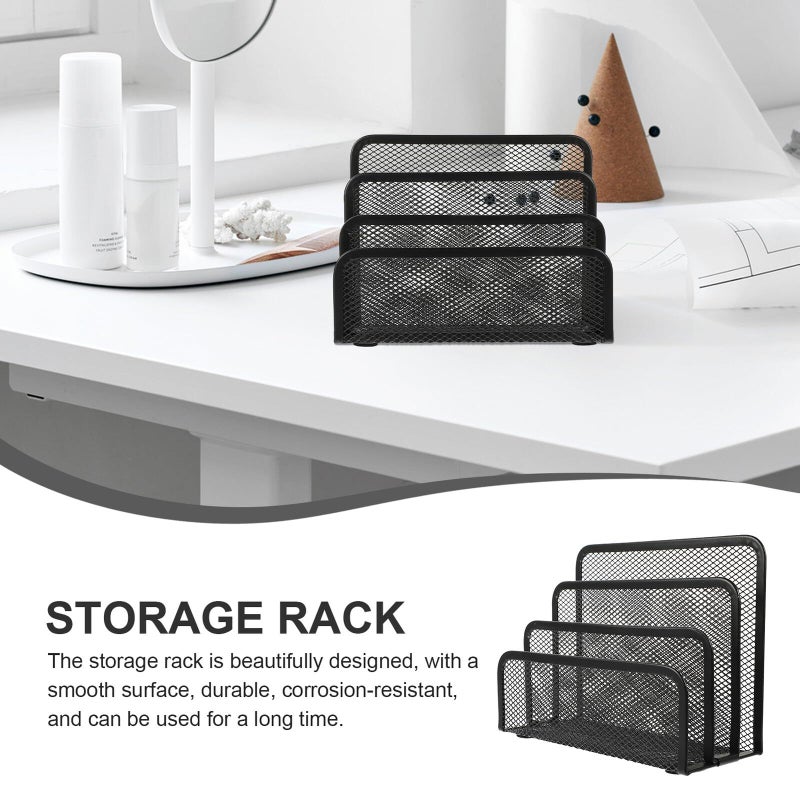 2Pcs Black Desktop Iron File Rack Office Document Holder Organizer for Papers Letters Magazines - Image 5