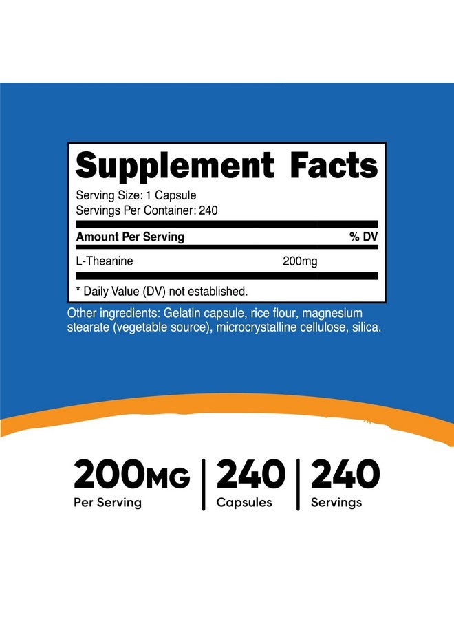 Nutricost Nutricost L-Theanine 200mg, 240 Capsules - Double Strength  - Image 2