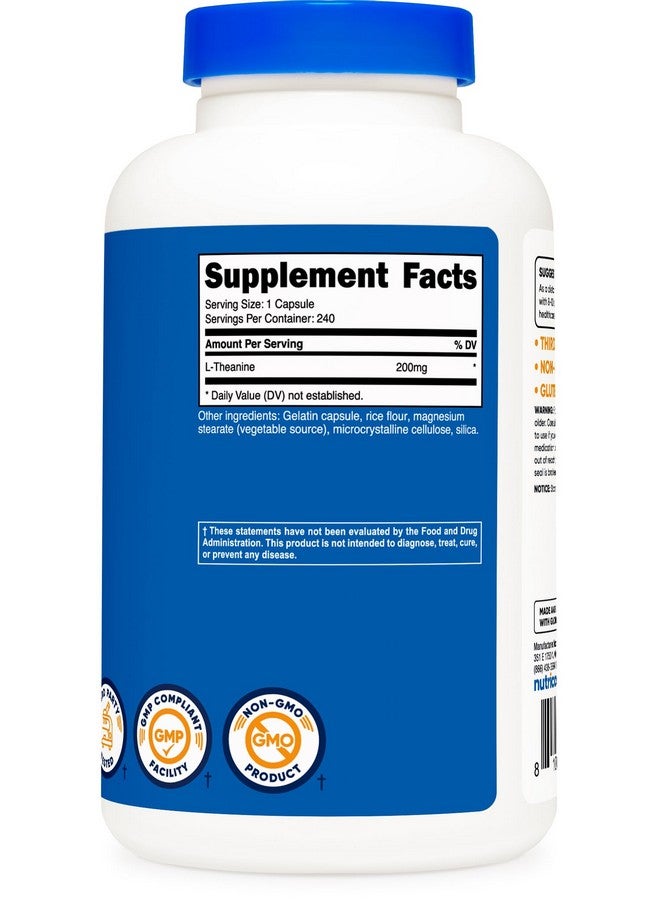 Nutricost Nutricost L-Theanine 200mg, 240 Capsules - Double Strength  - Image 4