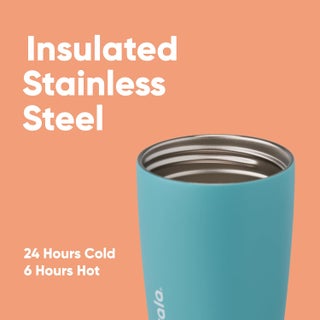 SmoothSip Slider Insulated Stainless Steel Coffee Tumbler, Reusable Iced Coffee Cup, Hot Coffee Travel Mug, BPA Free 12 oz, Grey/Blue (Beachy Breeze) - view 4