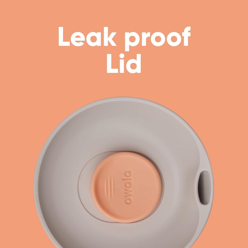 Owala كوب قهوة عازل من الفولاذ المقاوم للصدأ SmoothSip Slider، كوب قهوة مثلجة قابل لإعادة الاستخدام، كوب سفر للقهوة الساخنة، خالي من BPA سعة 12 أونصة، رمادي/أزرق (نسيم الشاطئ) - Image 3