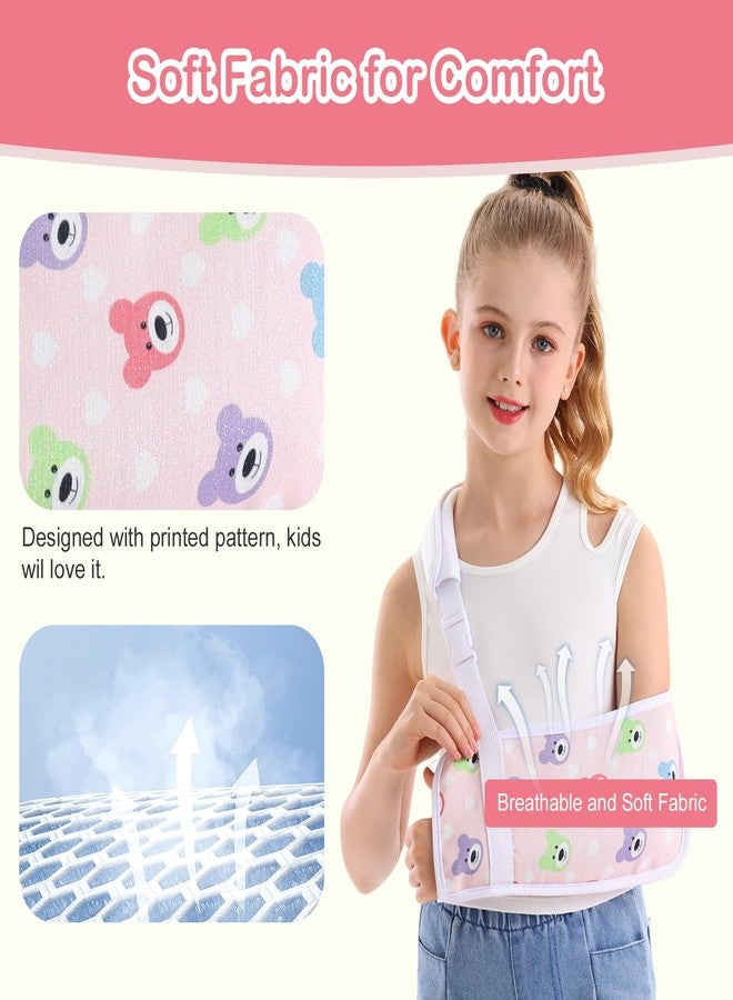 Ledhlth Kids Arm Sling for Broken Arm Torn Rotator Cuff Shoulder Elbow Wrist injury Printed Pediatric Child Toddler Brace Support for Children Girls with Cute Bear (Small) - Image 4