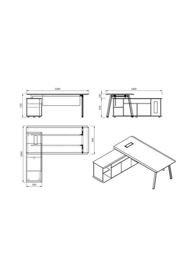 Neo Front Manager Table Powder Coated Director Table Executive Desk L Shape With Side Cabinet 1.8 m - Image 5