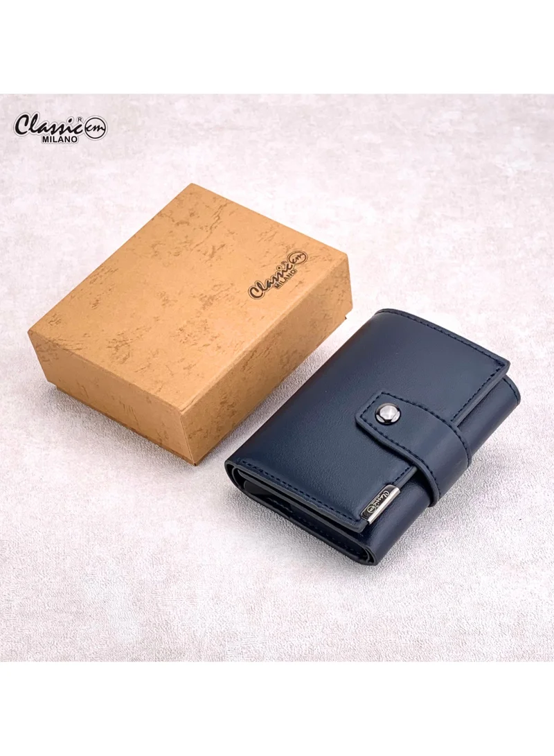 كلاسيك ميلانو محفظة Classic Milano من الجلد الصناعي مزودة بتقنية حجب RFID للرجال والنساء | حامل بطاقات بآلية إخراج تلقائية (Pop-Up) | محفظة لحفظ بطاقات الائتمان للرجال والنساء