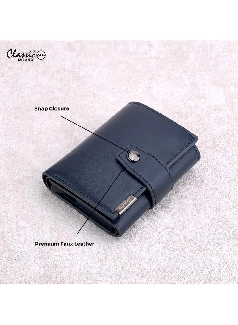 Classic Milano Blue (K1802-1555#) Classic Milano RFID Blocking Faux Leather Wallet for Men and Women | Card Holder Wallet Pop-up, Credit Card Holder for Men | Wallet for Men & Women’s Card Wallet for Men | Best Price UAE