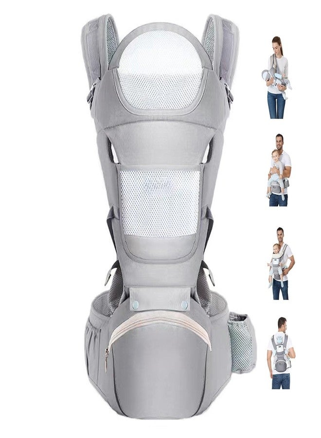 KRLZ Baby Hip Seat Carrier Baby Waist Stool for Child Ergonomic Infant Carrier with Hip Seat Kangaroo Bag Front and Back Baby Holder Carrier 3-36 Months (Gray) - Image 1