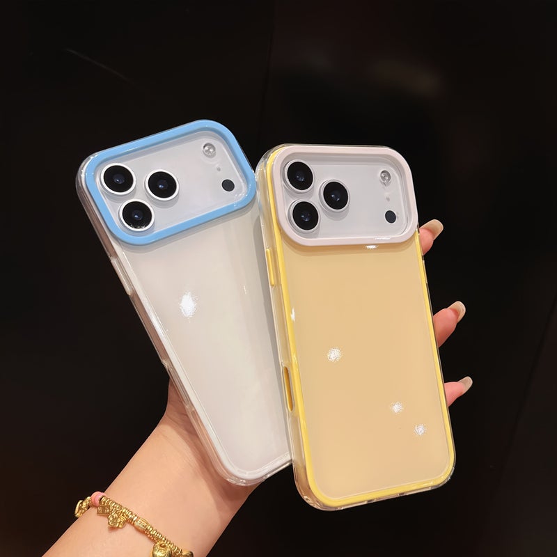 Yellow Jelly 3 in 1 Phone Case for iPhone 14 13 15 16 17 Pro Max Simple Unisex Protective Cover - Image 3