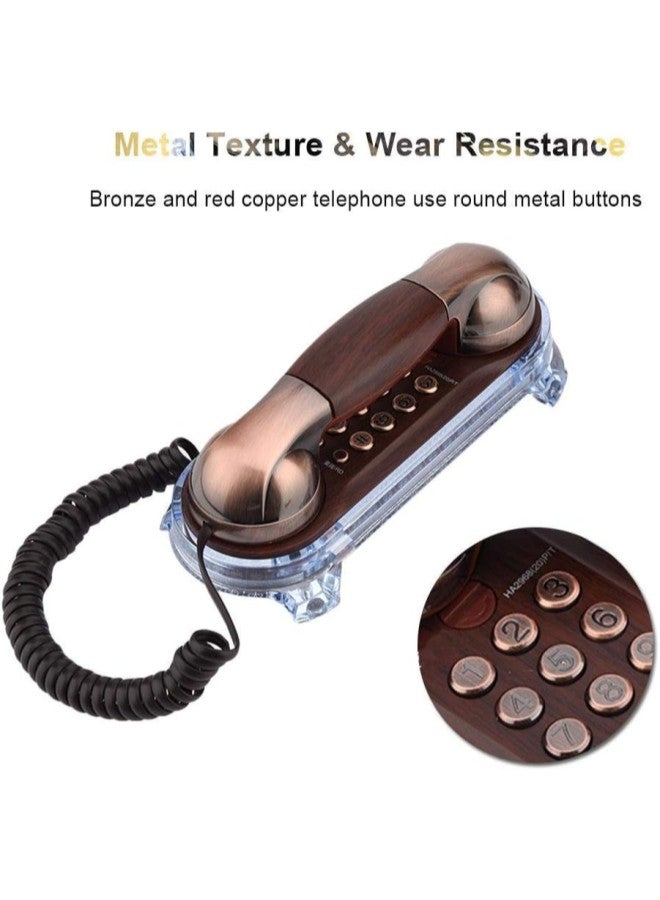 klarako Antique wall-mounted retro telephone Cable-fixed telephone Land-line fashion telephone for home hotel(Red) - Image 2