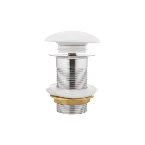 Johnson Bathrooms Johnson Forged Brass Pop-up Waste Ceramic Top Waste Coupling| Full Thread Waste Coupling for Wash Basins| White Chrome Pop-up Drain Outlet System - Image 1
