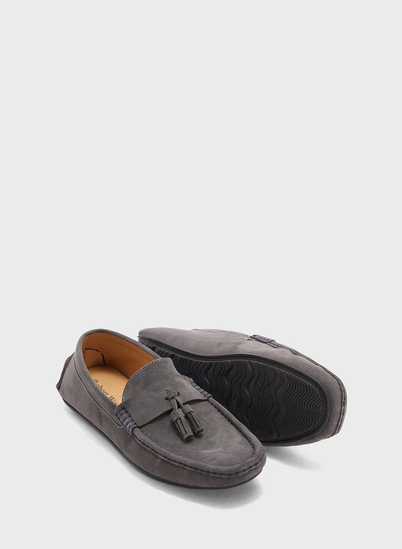 Robert Wood Tassel Detail Genuine Suede Leather Loafers  - Image 3
