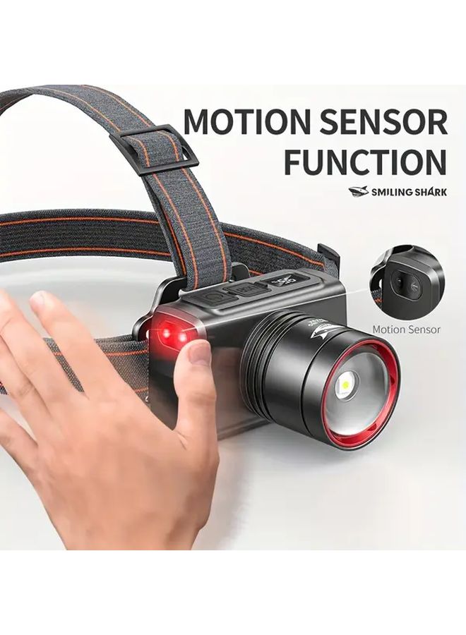 سميلينغ شارك حساس الحركة مصباح أمامي LED قابل لإعادة الشحن قابل للتكبير / التصغير فضي 3 أوضاع منفذ Type C - Image 2