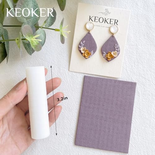 KEOKER Polymer Clay Texture Roller, Polymer Clay Roller for Making Earrings, Texture Roller for Polymer Clay, Like Polymer Clay Texture Sheets, Great Work with Polymer Clay Cutters (fabric) (3pcs All) - Image 4