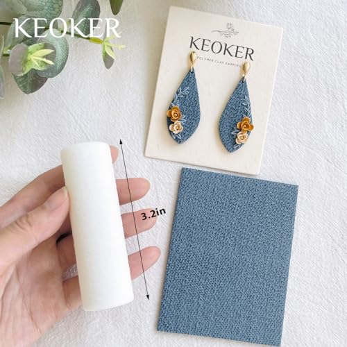 KEOKER Polymer Clay Texture Roller, Polymer Clay Roller for Making Earrings, Texture Roller for Polymer Clay, Like Polymer Clay Texture Sheets, Great Work with Polymer Clay Cutters (fabric) (3pcs All) - Image 3