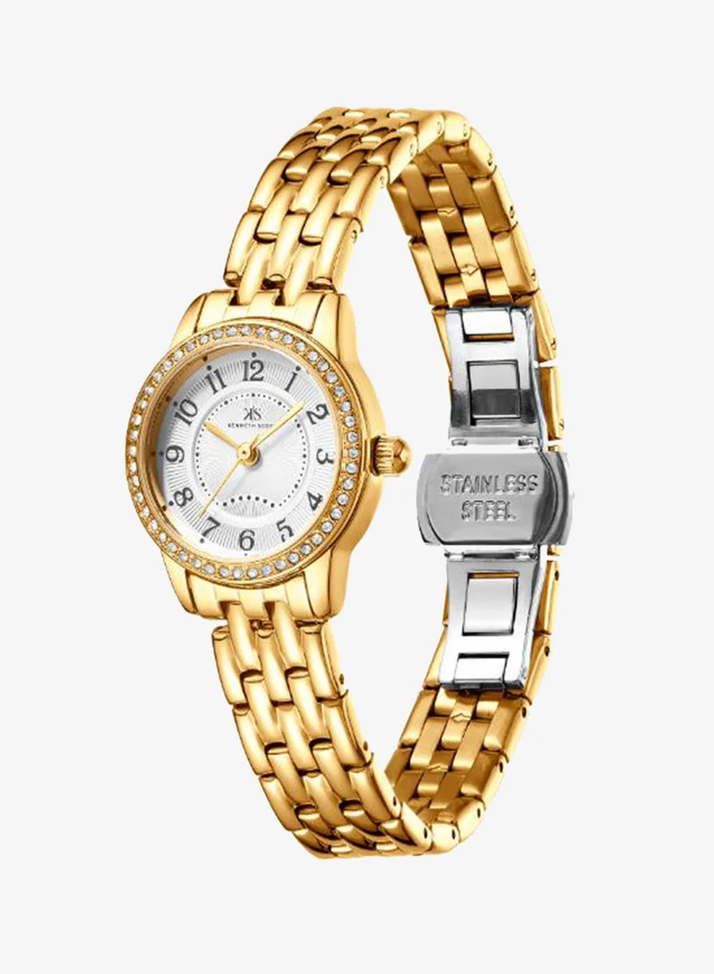 Kenneth Scott White Women's Stainless Steel Analog Watch K25511-GBGW - 23 mm for Women | Best Price UAE