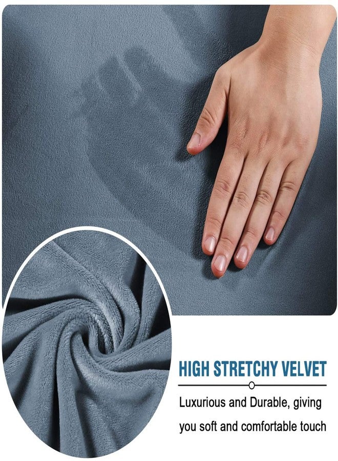 GOWT Velvet Plush Stretch Computer Office Chair Cover with Armrest,Solid Color Spandex Slipcover Protective,Removable Stretchable Universal Desk Chair Covers Rotating Chair (NOT Chair),Gray Blue,XL - Image 3