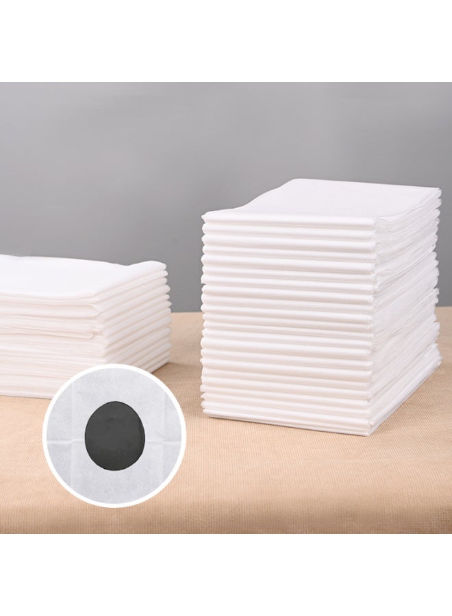 100 Disposable Beauty Bed Sheet Waterproof Oil-proof Pad Single Hole Thickened Bed Sheet Non-woven Fabric For Beauty Salon-Color:White With Holes-Specifications:Oil-proof Waterproof 180*200 50 Pieces - Image 1