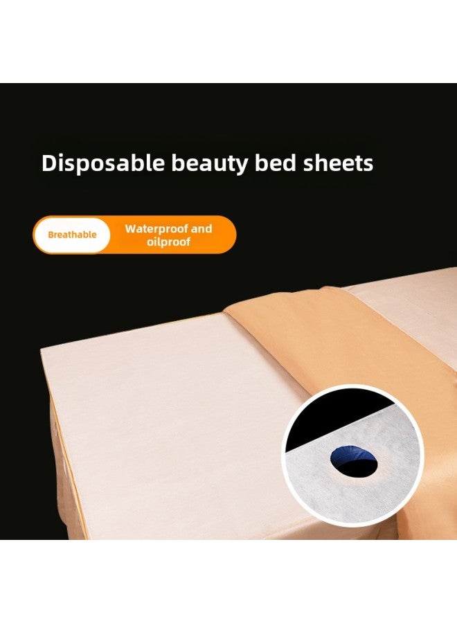100 Disposable Beauty Bed Sheet Waterproof Oil-proof Pad Single Hole Thickened Bed Sheet Non-woven Fabric For Beauty Salon-Color:White With Holes-Specifications:Oil-proof Waterproof 180*200 50 Pieces - Image 3