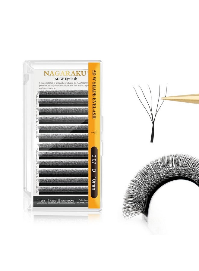 نجراكو 5D W رمش تمديد 0.07 مم 5D حجم غير لامع أسود مراوح عنقودية مصنوعة مسبقًا رموش Yy (10 مم 0.07 عمق) - Image 1