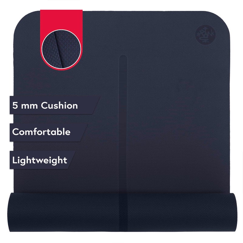 Manduka Begin Yoga Mat 68" - 5mm Cushioning | Comfortable, Lightweight & Reversible with Alignment Stripe | Budget-Friendly | 68 x 24 inches | Midnight - Image 1
