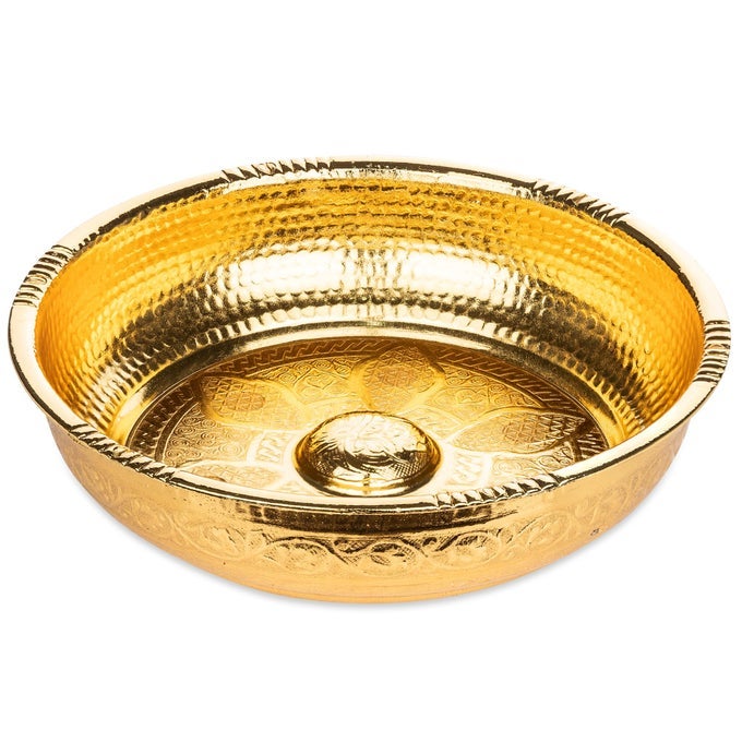TRADITIONAL TURKISH BATH HAMMAM BOWL WITH AUTHENTIC MOTIFS 440GR 1550 OZ MADE OF ZINC 787INCH DIAMETER GOLD