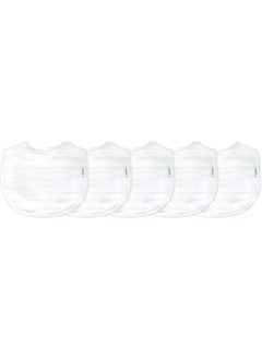 green sprouts Green Sprouts Muslin Bibs Organic Cotton (0 to 12 Months, White, Pack of 5)  - Image 1
