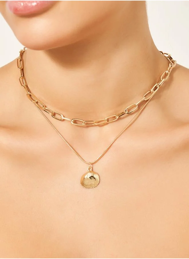 Styli Shell Drop Layered Necklace