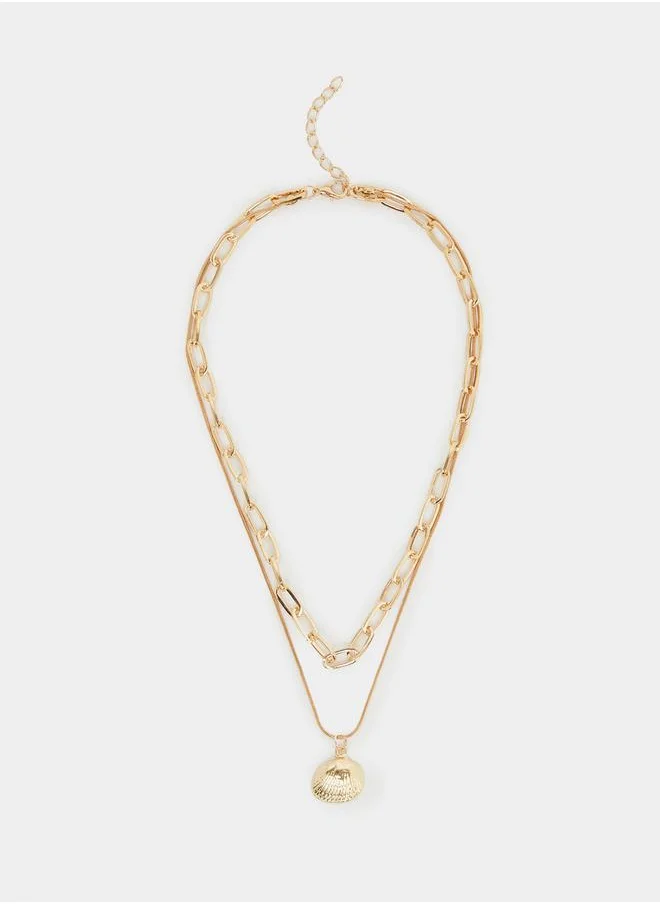 Styli Shell Drop Layered Necklace