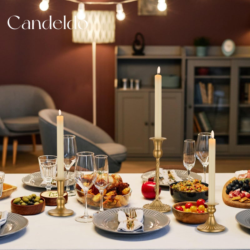 Candeldo Candlestick Candle Holders Gold: Tall Taper Candles Stick Holder Wedding Decor Set of 10 Dinning Table Centerpiece Vintage Metal Candle Stand - Image 4