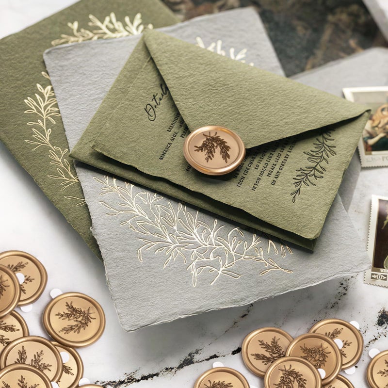 Eunoir 60 Pcs Wax Seal Stickers Set (3 Designs in 1 Pack) - Adhesive Backed Elegant Floral Designs for Wedding Invitation Envelope Seal Stickers Gift Wrapping (Vintage Bronze) - Image 4