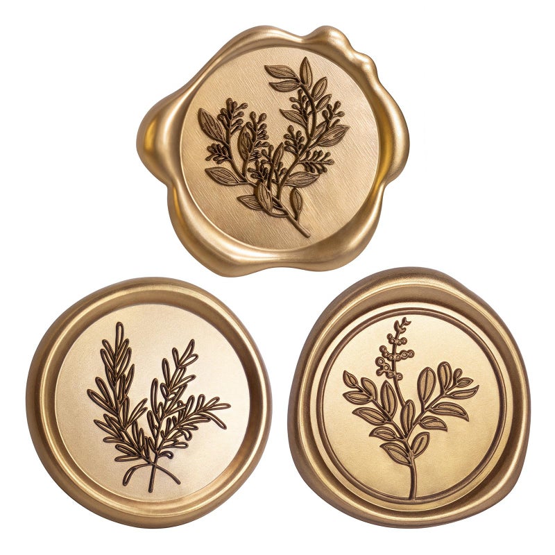 Eunoir 60 Pcs Wax Seal Stickers Set (3 Designs in 1 Pack) - Adhesive Backed Elegant Floral Designs for Wedding Invitation Envelope Seal Stickers Gift Wrapping (Vintage Bronze) - Image 1