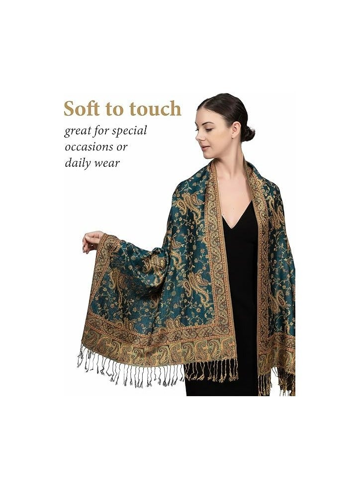 CMGTYYD. شال باشمينا ناعم حريري ناعم من الباشمينا الصناعي للنساء، وشاح وشاح لف الباشمينا بيزلي قابل للانعكاس مع أهداب، وشاح مطبوع كبير الحجم من الكشمير الحريري لف شال حريري لف فستان سهرة بطانية أمامية من الأمام سترة ناعمة - Image 3