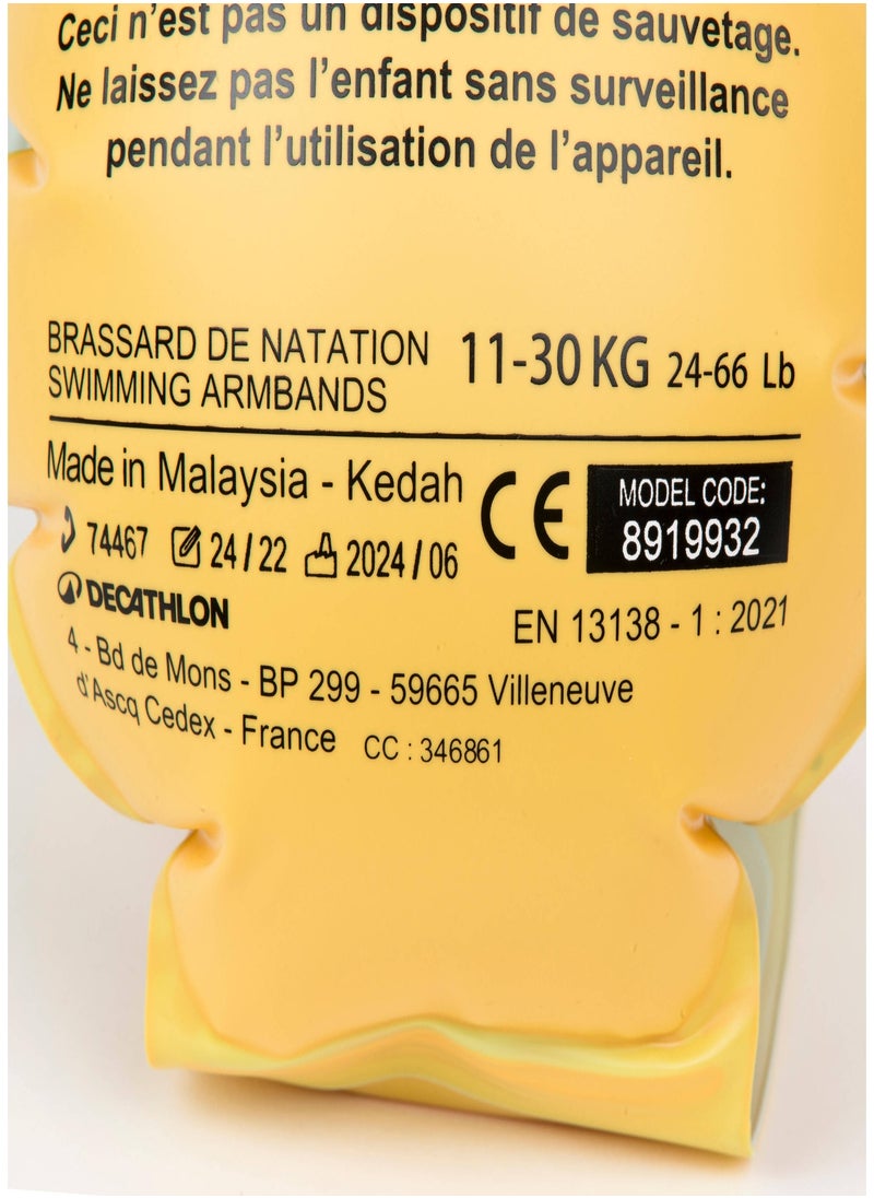 NABAIJI NABAIJI by DECATHLON, Kids' Swimming Armbands 11-30 kg Secure & Buoyant Allfish Light Blue  - Image 2