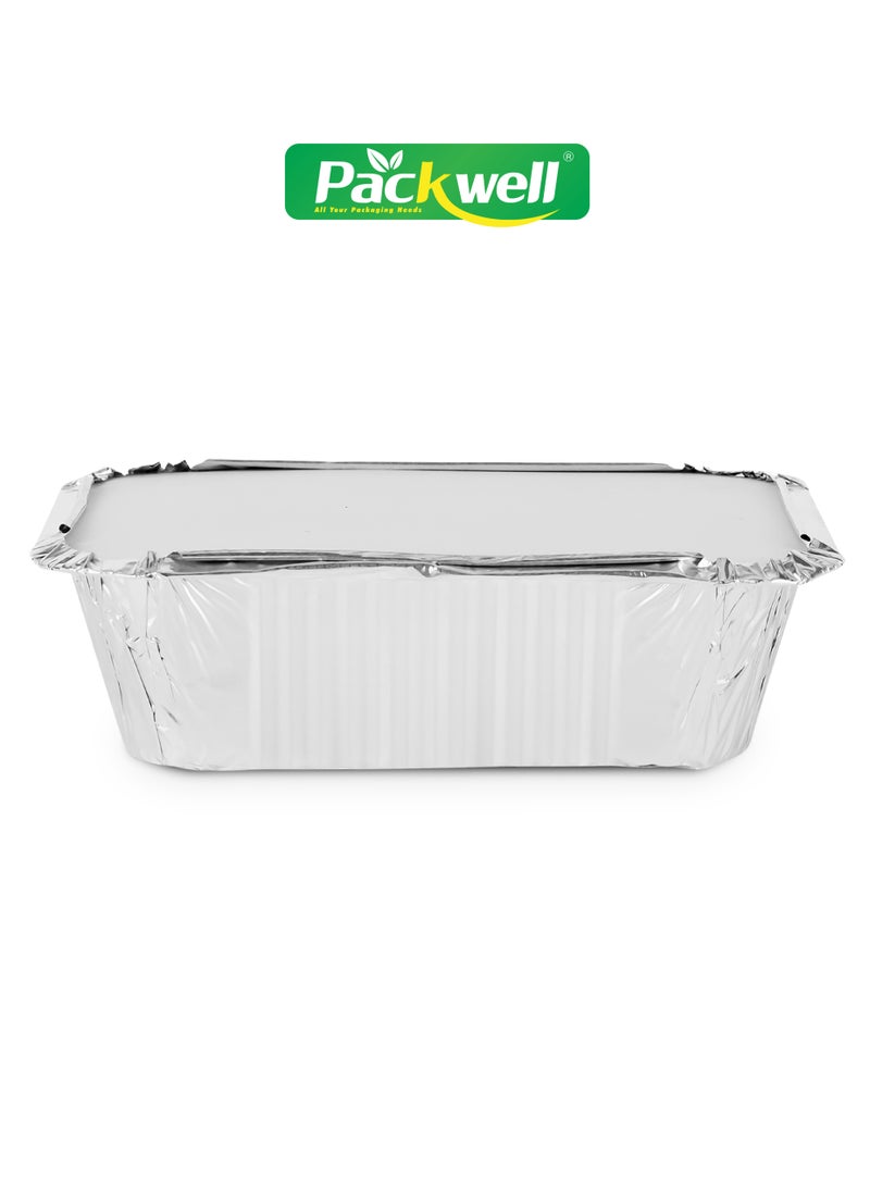 packwell 420 ml Aluminum Container with Lid- PWRP1941 10 Containers, BPA-Free, Food grade and Hygienic Perfect for Catering, Packing, Storing, Ramadan Food and Iftar Kit Distribution, Etc Silver  - Image 2
