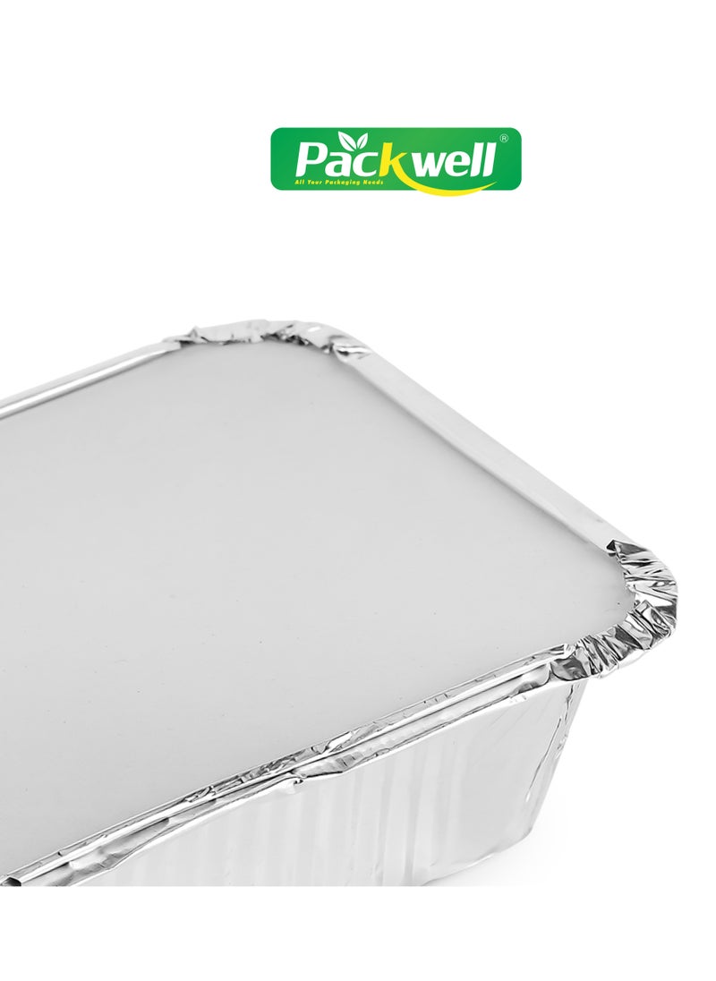 packwell 420 ml Aluminum Container with Lid- PWRP1941 10 Containers, BPA-Free, Food grade and Hygienic Perfect for Catering, Packing, Storing, Ramadan Food and Iftar Kit Distribution, Etc Silver  - Image 4