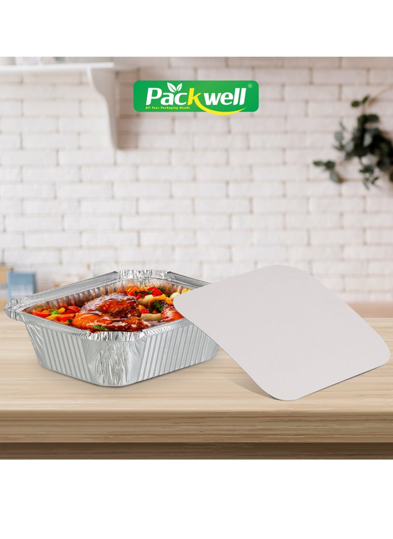 packwell 420 ml Aluminum Container with Lid- PWRP1941 10 Containers, BPA-Free, Food grade and Hygienic Perfect for Catering, Packing, Storing, Ramadan Food and Iftar Kit Distribution, Etc Silver  - Image 5