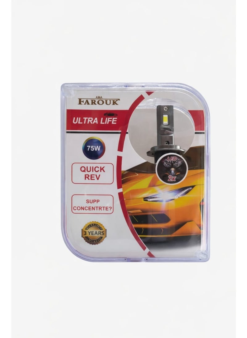 Farouk طقم مصابيح أمامية للسيارة M10 H7 LED بقوة إضاءة 6000 لومن، أي بزيادة تصل إلى 300% - Image 3