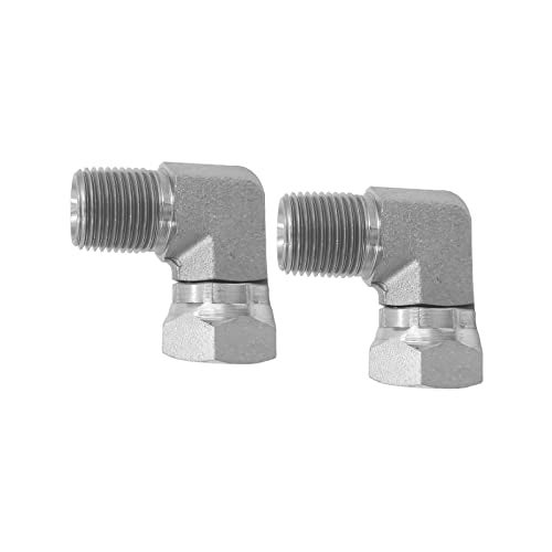 BEITERSTOE 2PACK 15010808 Hydraulic Hose Adapter Fitting 12 Male 1214 NPTF 12 Female 1214 NPSM Swivel 90 Elbow SAE Pipe Joints Connector Carbon Steel - Image 1