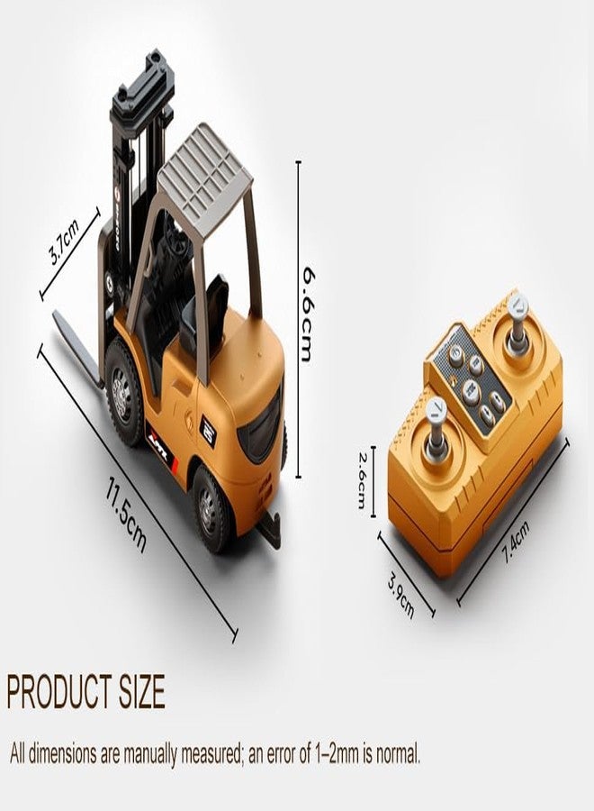 Babelly 1/64 2.4G Mini RC Car Alloy Forklift Support App Remote Controlled LED Light Sound Engineering Vehicle Desktop Toys Model Collection Gift (Mini RC Forklift) - Image 2