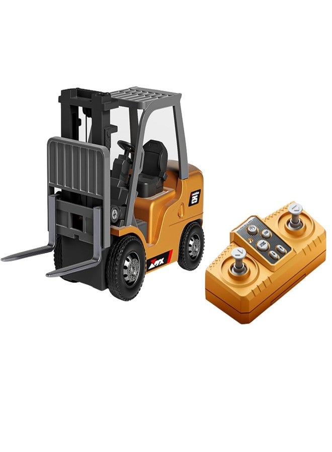 Babelly 1/64 2.4G Mini RC Car Alloy Forklift Support App Remote Controlled LED Light Sound Engineering Vehicle Desktop Toys Model Collection Gift (Mini RC Forklift) - Image 1