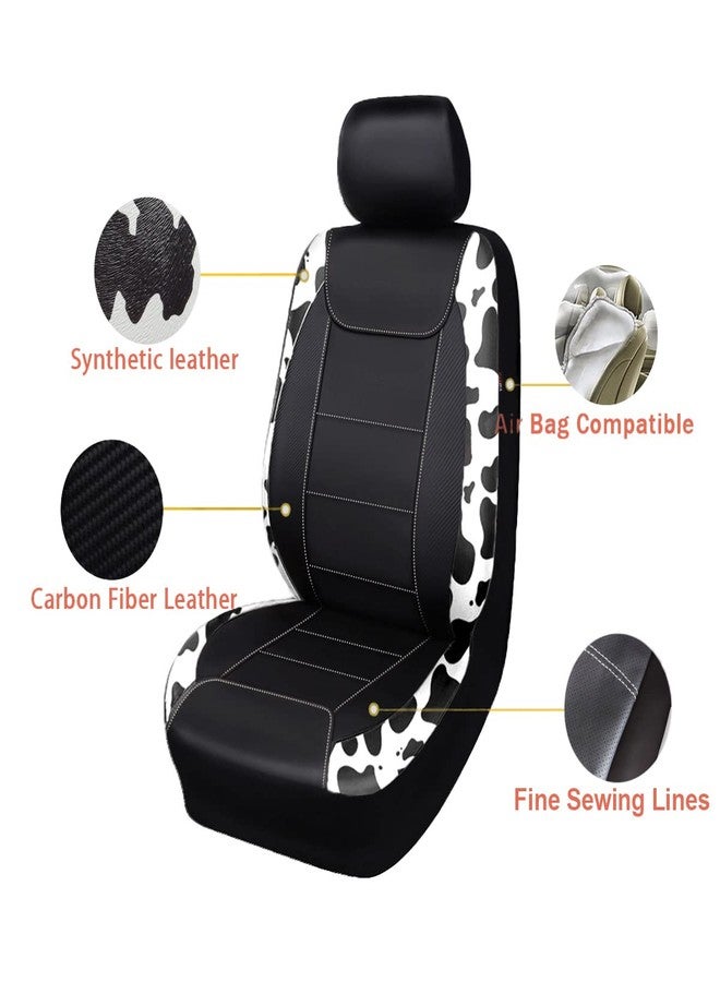 Flying Banner car seat Covers Protects Water Proof Faux Leather Carbon Fiber Front and Rear Bench (Cow Black, Full Set -- 8PCS) - Image 2