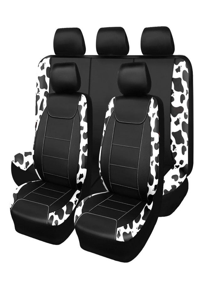 Flying Banner car seat Covers Protects Water Proof Faux Leather Carbon Fiber Front and Rear Bench (Cow Black, Full Set -- 8PCS) - Image 1