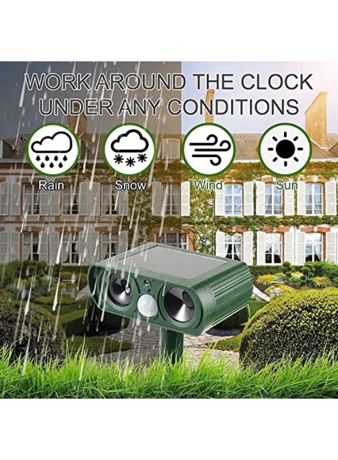 طارد الحيوانات بالموجات فوق الصوتية SYOSI، طارد حيوانات خارجي بالطاقة الشمسية، حساس حركة مقاوم للماء، يصد الكلاب والقطط والسناجب و والأرانب والثعالب والمزيد - Image 4