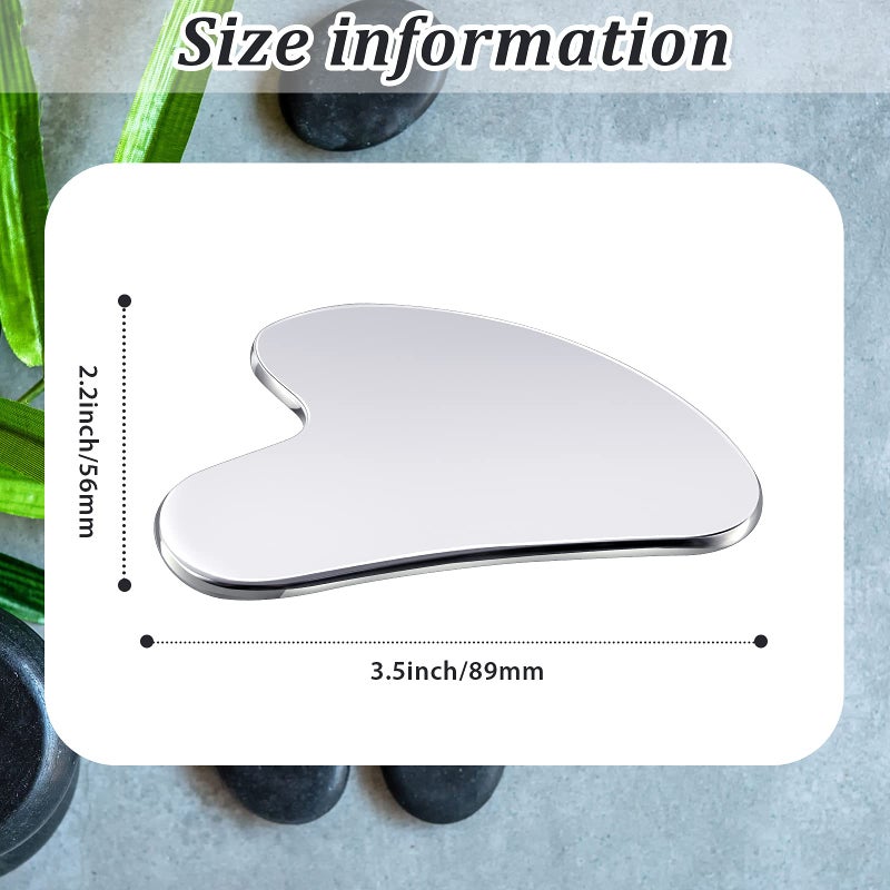 Nuanchu Stainless Steel Gua Sha Facial Tools Metal Guasha Tool for Face Body Jawline Shaper, Double Chin Reducer, Puffiness Reducing, Lymphatic Drainage Massager Skin Care Gift with Pouch(Silver) - Image 2