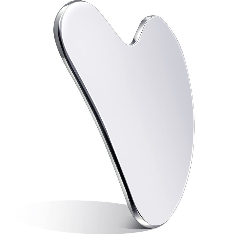 Nuanchu Stainless Steel Gua Sha Facial Tools Metal Guasha Tool for Face Body Jawline Shaper, Double Chin Reducer, Puffiness Reducing, Lymphatic Drainage Massager Skin Care Gift with Pouch(Silver) - Image 1