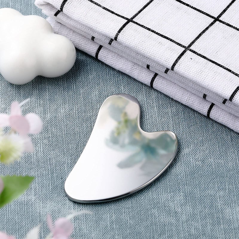 Nuanchu Stainless Steel Gua Sha Facial Tools Metal Guasha Tool for Face Body Jawline Shaper, Double Chin Reducer, Puffiness Reducing, Lymphatic Drainage Massager Skin Care Gift with Pouch(Silver) - Image 3