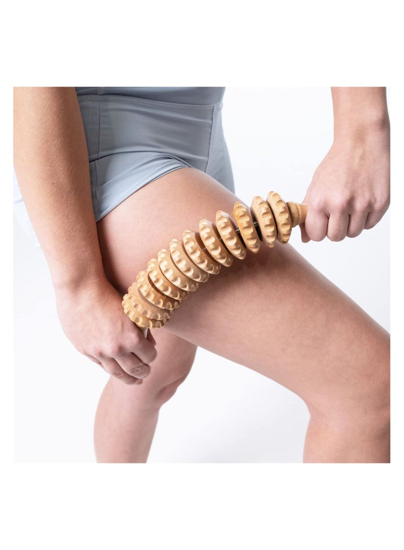 شو وو أسطوانة تدليك خشبية منحنية للخصر والفخذ - Image 3