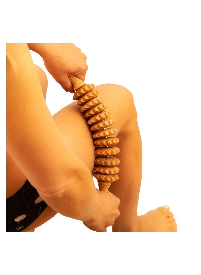 شو وو أسطوانة تدليك خشبية منحنية للخصر والفخذ - Image 2