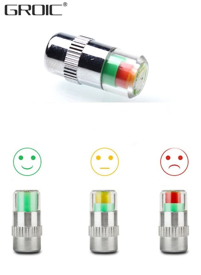 GROIC - 4Pcs 2.4 Bar 36 PSI Car Tire Pressure Monitor Valve Stem Caps Sensor Indicator Tire Monitor Cap 3 Color Eye Alert TPMS Tire Pressure Monitor System - Image 1