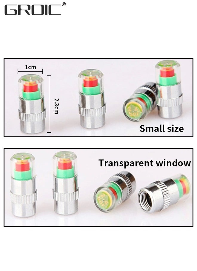 GROIC - 4Pcs 2.4 Bar 36 PSI Car Tire Pressure Monitor Valve Stem Caps Sensor Indicator Tire Monitor Cap 3 Color Eye Alert TPMS Tire Pressure Monitor System - Image 1