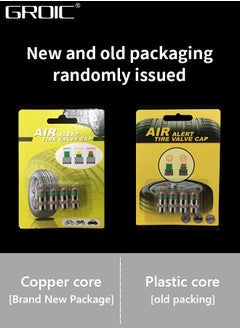 GROIC 4Pcs 2.4 Bar 36 PSI Car Tire Pressure Monitor Valve Stem Caps Sensor Indicator Tire Monitor Cap 3 Color Eye Alert TPMS Tire Pressure Monitor System  - Image 4